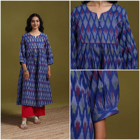 Cotton a-line pochampally ikat kurta for women 04
