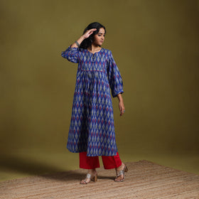 Cotton a-line pochampally ikat kurta for women 04