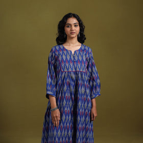 Cotton a-line pochampally ikat kurta for women 04