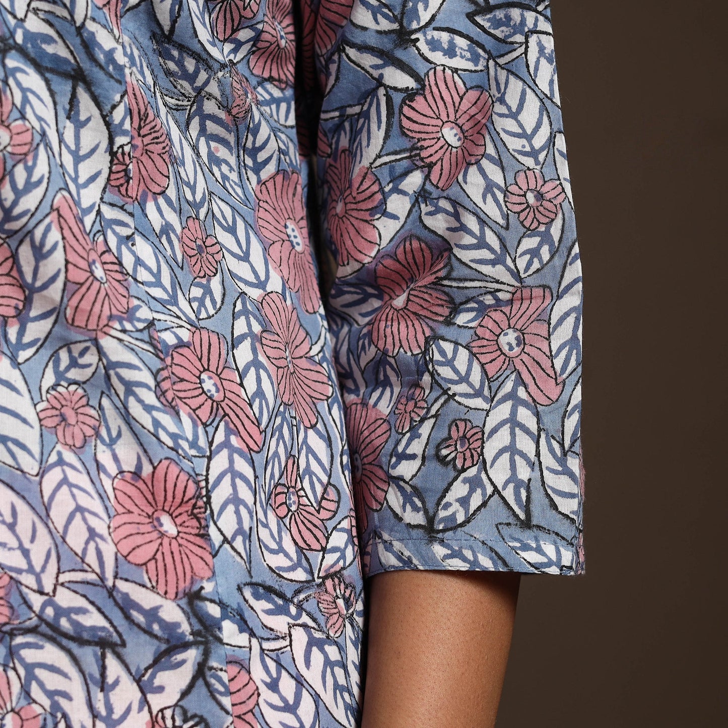 Blue - cotton a-line sanganeri kurta 12 - handcrafted