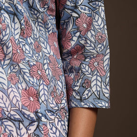 Blue - cotton a-line sanganeri kurta 12 - handcrafted