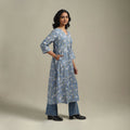 Blue - cotton a-line sanganeri kurta 16 - handcrafted