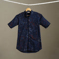 Blue - cotton men half sleeve shirt 01 - handcrafted