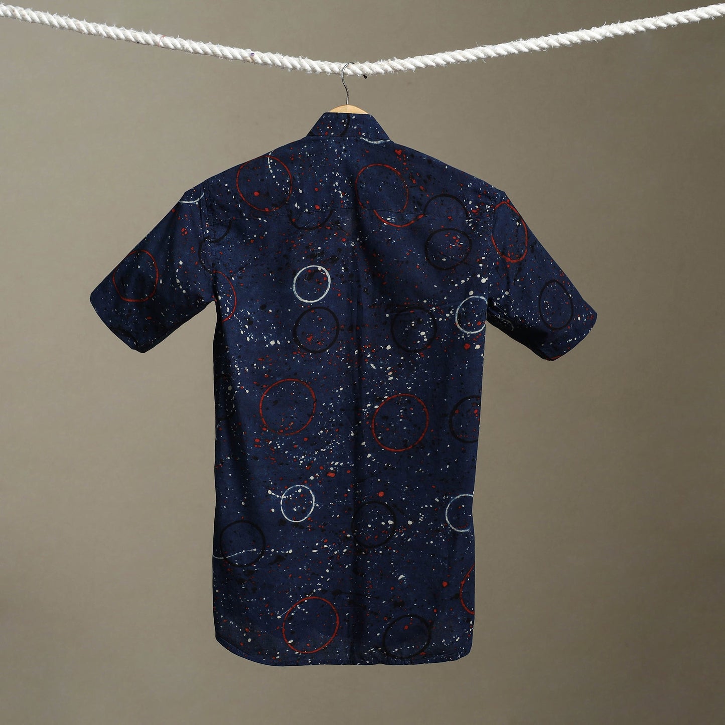 Blue - cotton men half sleeve shirt 01 - handcrafted