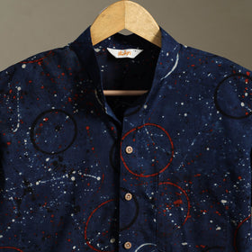 Blue - cotton men half sleeve shirt 01 - handcrafted