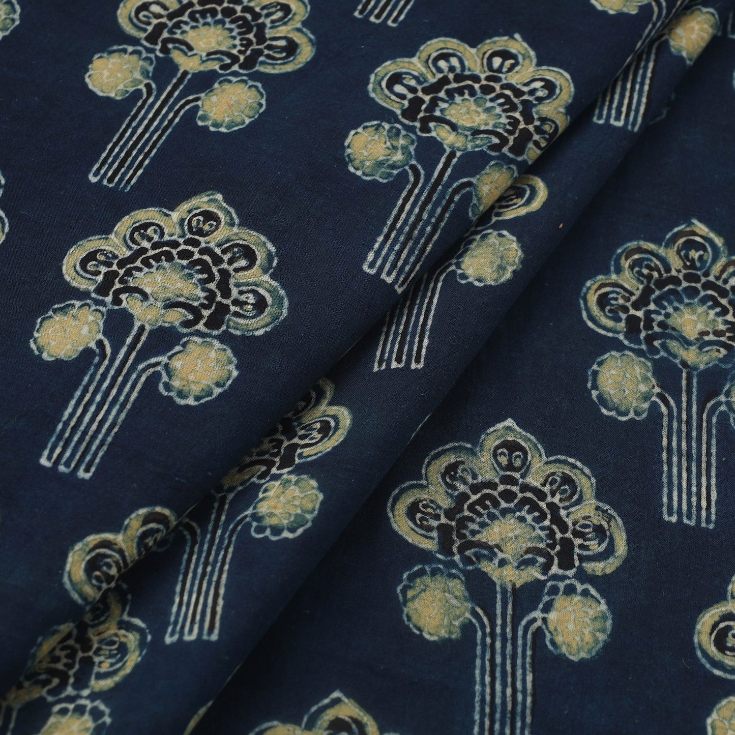  Block Print Cotton Natural Dyed Blue Ajrakh Fabric