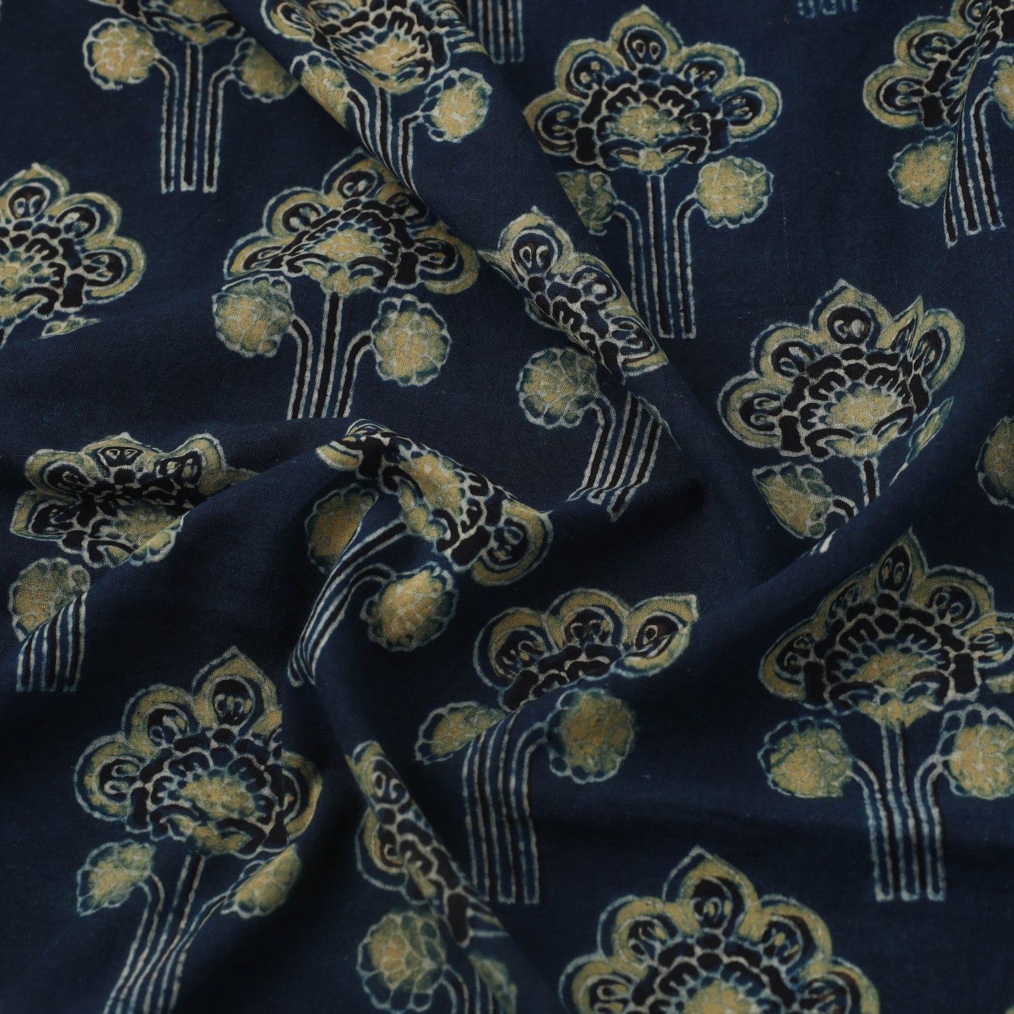  Block Print Cotton Natural Dyed Blue Ajrakh Fabric