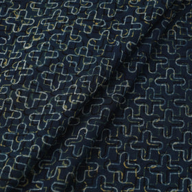 Buy Block Print Cotton Natural Dyed Blue Ajrakh Fabric