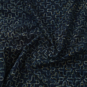Buy Block Print Cotton Natural Dyed Blue Ajrakh Fabric