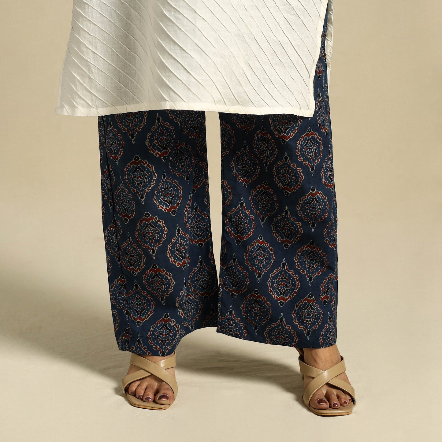 Buy Block Print Cotton Ajrakh Palazzo 