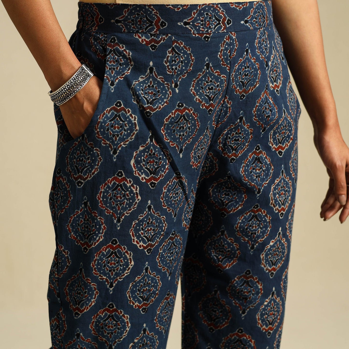 Buy Block Print Cotton Ajrakh Palazzo 