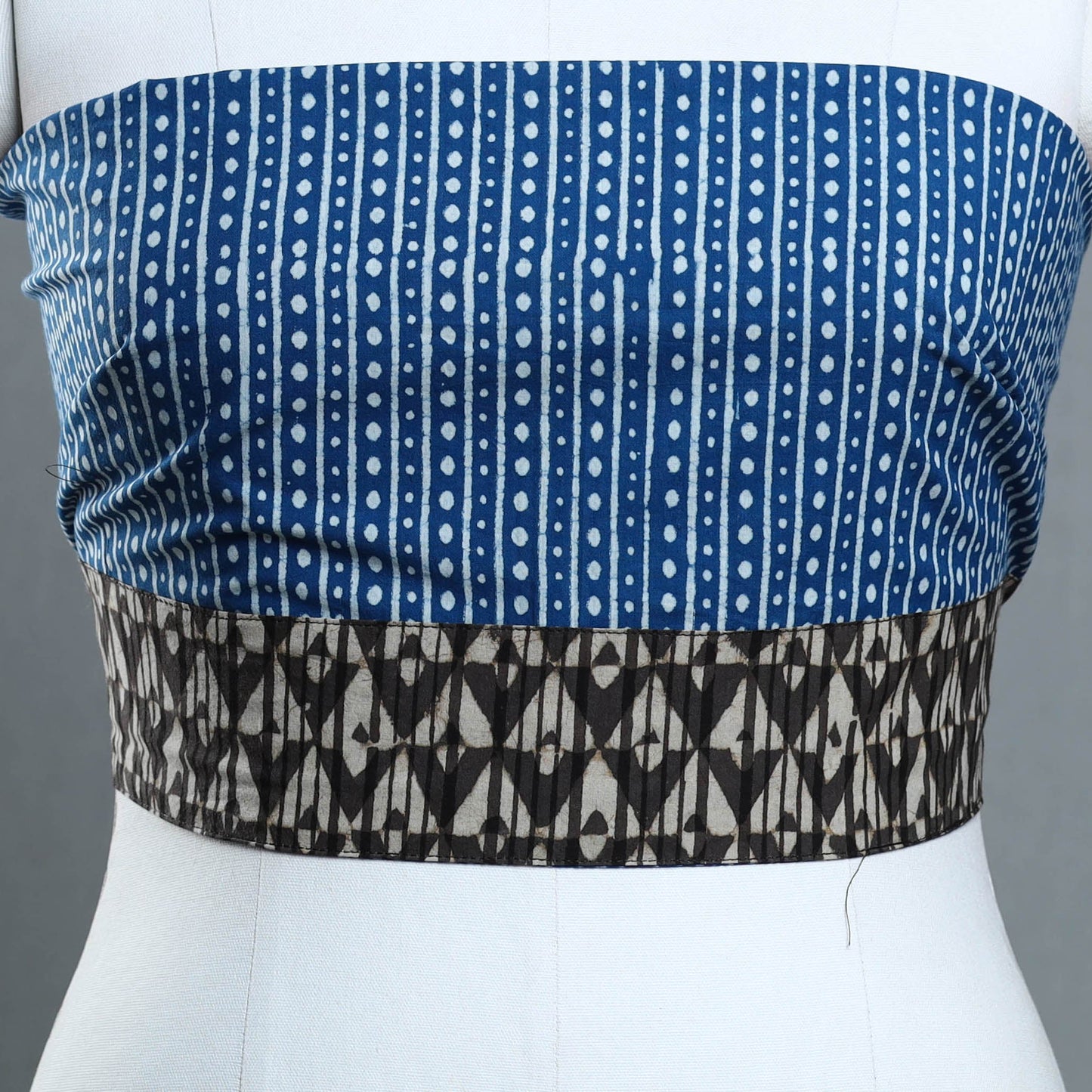 Blue - cotton pipad blouse piece 135 - handcrafted