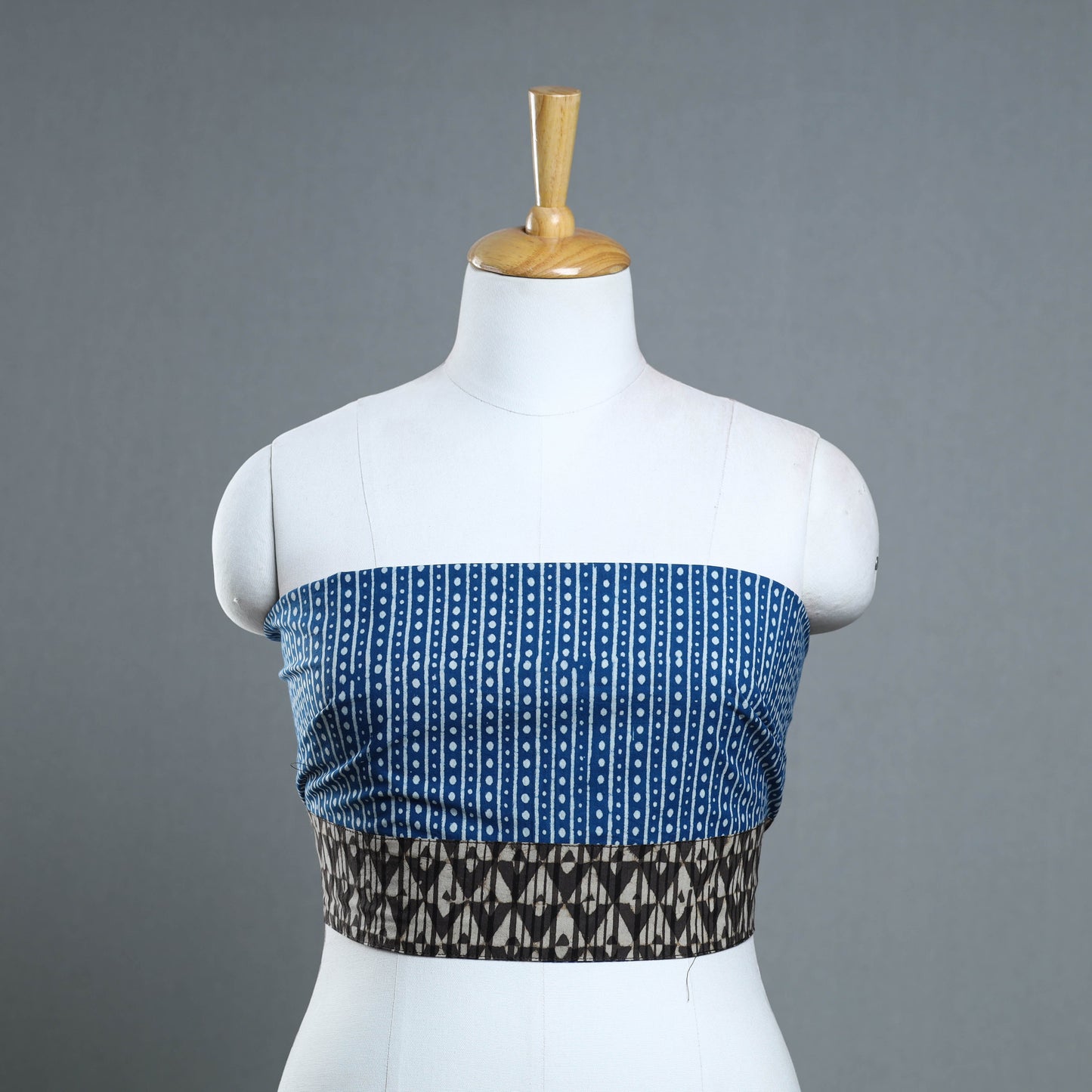 Blue - cotton pipad blouse piece 135 - handcrafted