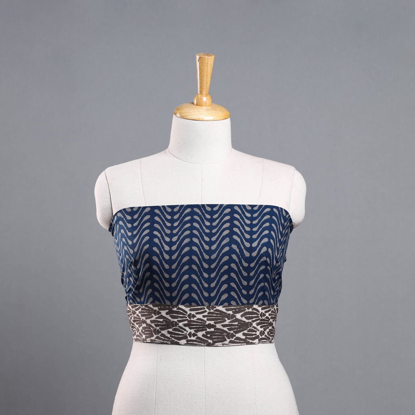 Blue - cotton pipad blouse piece 45 - handcrafted