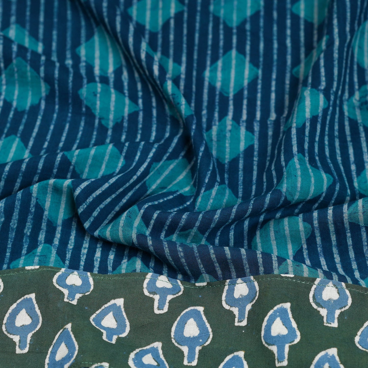 Shop Blue Block Print Cotton Pipad Blouse Piece 