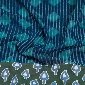 Shop Blue Block Print Cotton Pipad Blouse Piece 