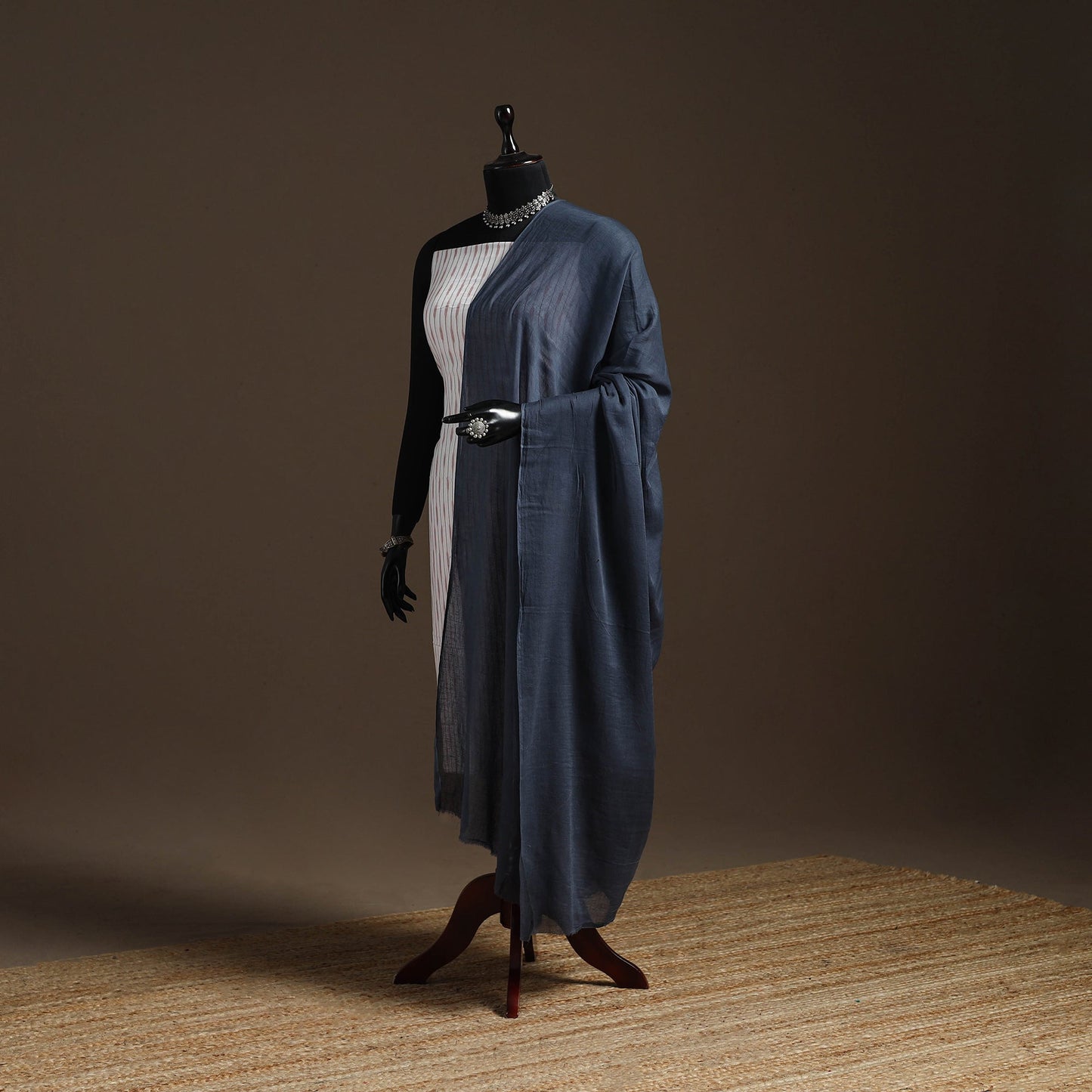 Cotton plain dupatta 07 - handcrafted