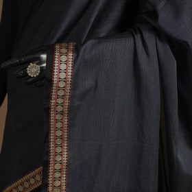 Blue - cotton plain saree with thread border 01