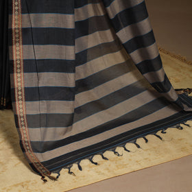 Blue - cotton plain saree with thread border 01