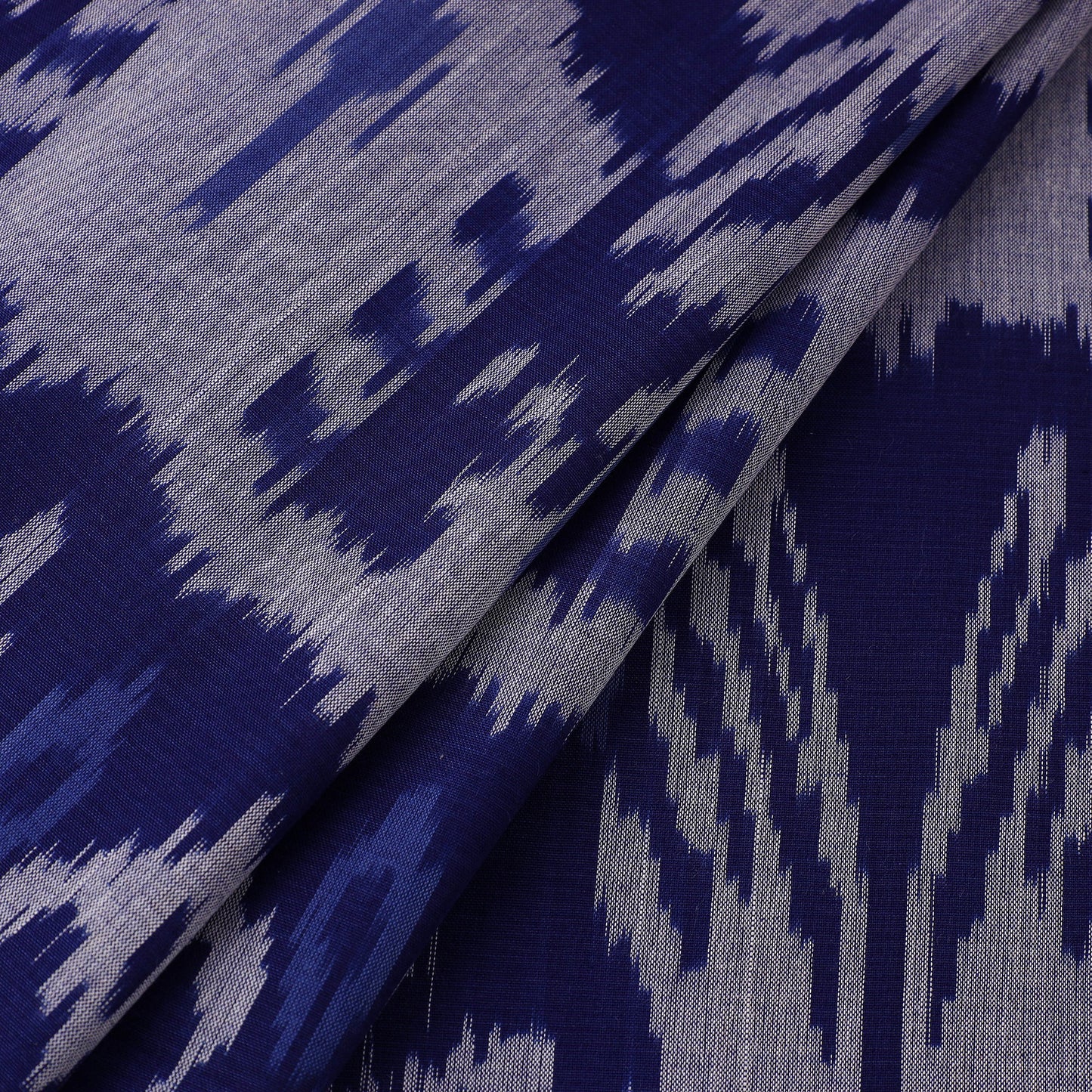 Blue Handloom Cotton Pochampally Central Asian Ikat Fabric