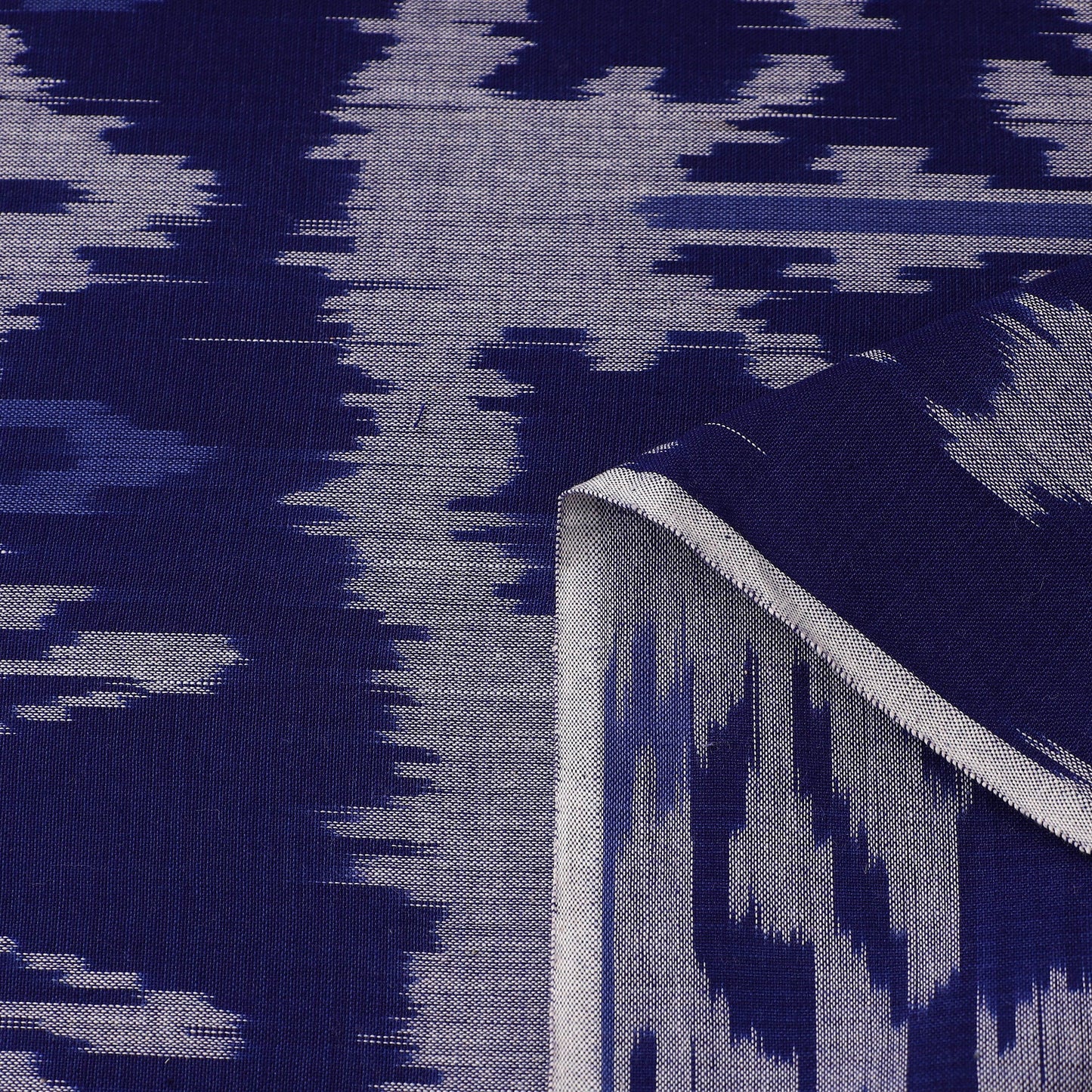 Blue Handloom Cotton Pochampally Central Asian Ikat Fabric