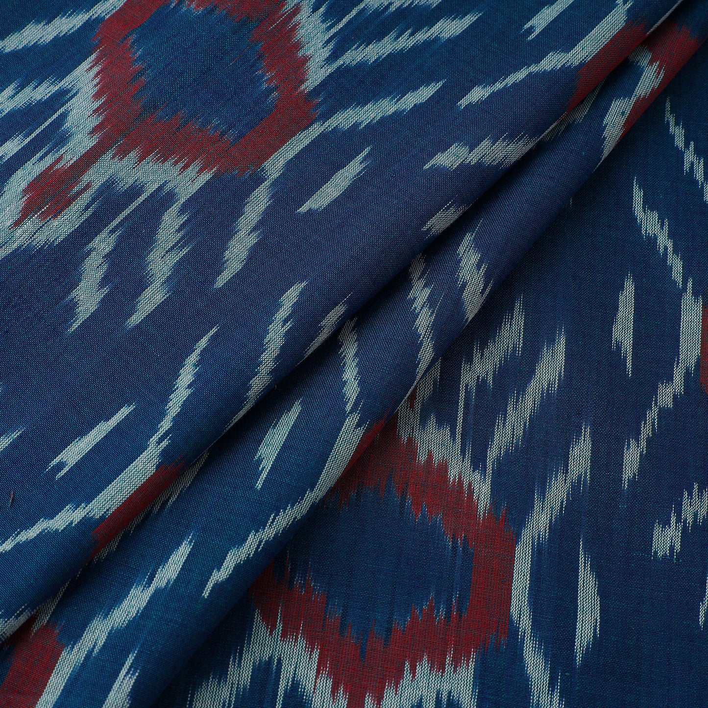 Blue Handloom Cotton Pochampally Central Asian Ikat Fabric
