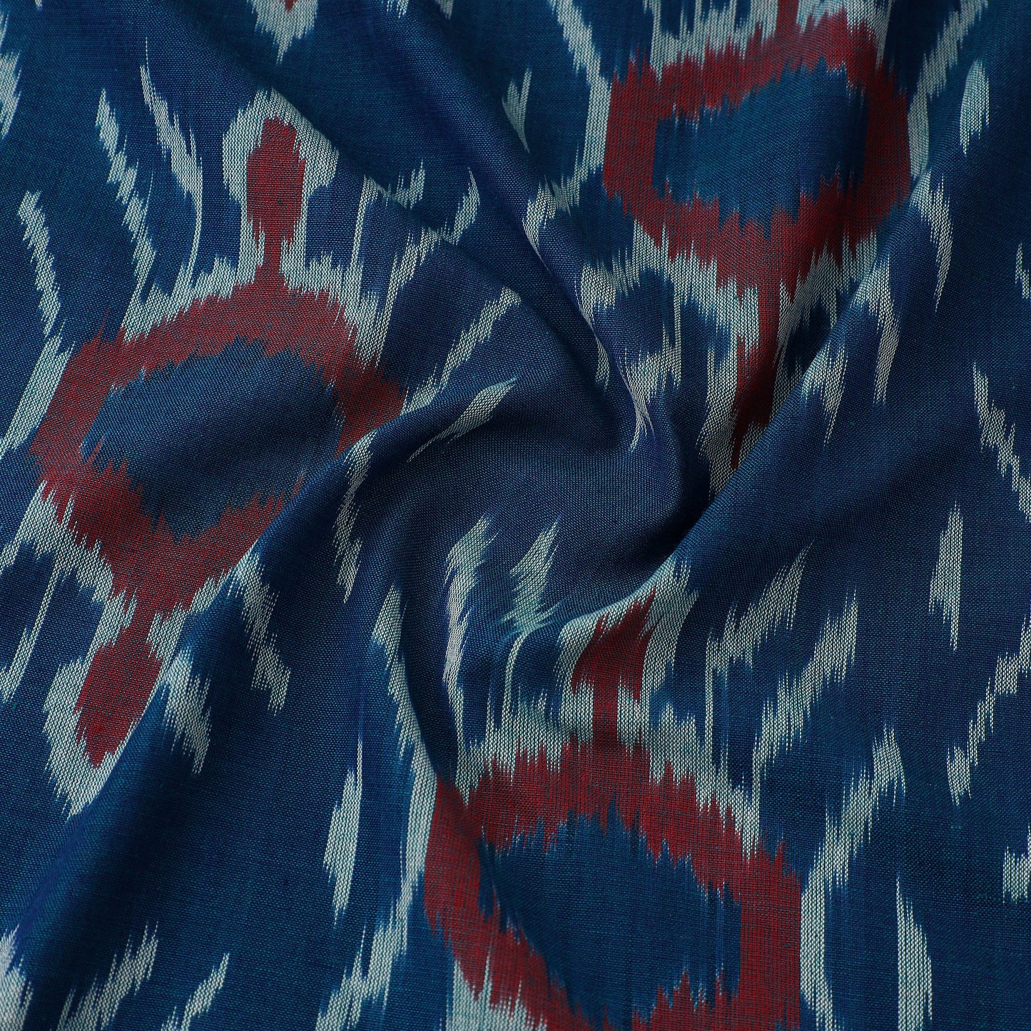 Blue Handloom Cotton Pochampally Central Asian Ikat Fabric