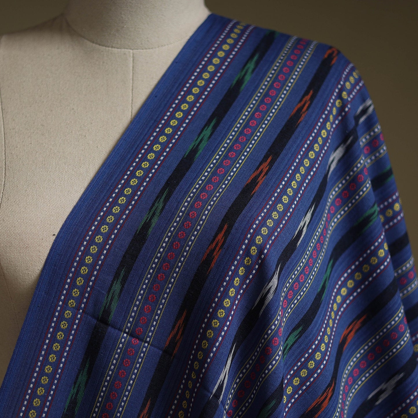 Cotton pochampally dabi ikat fabric 02 - handcrafted