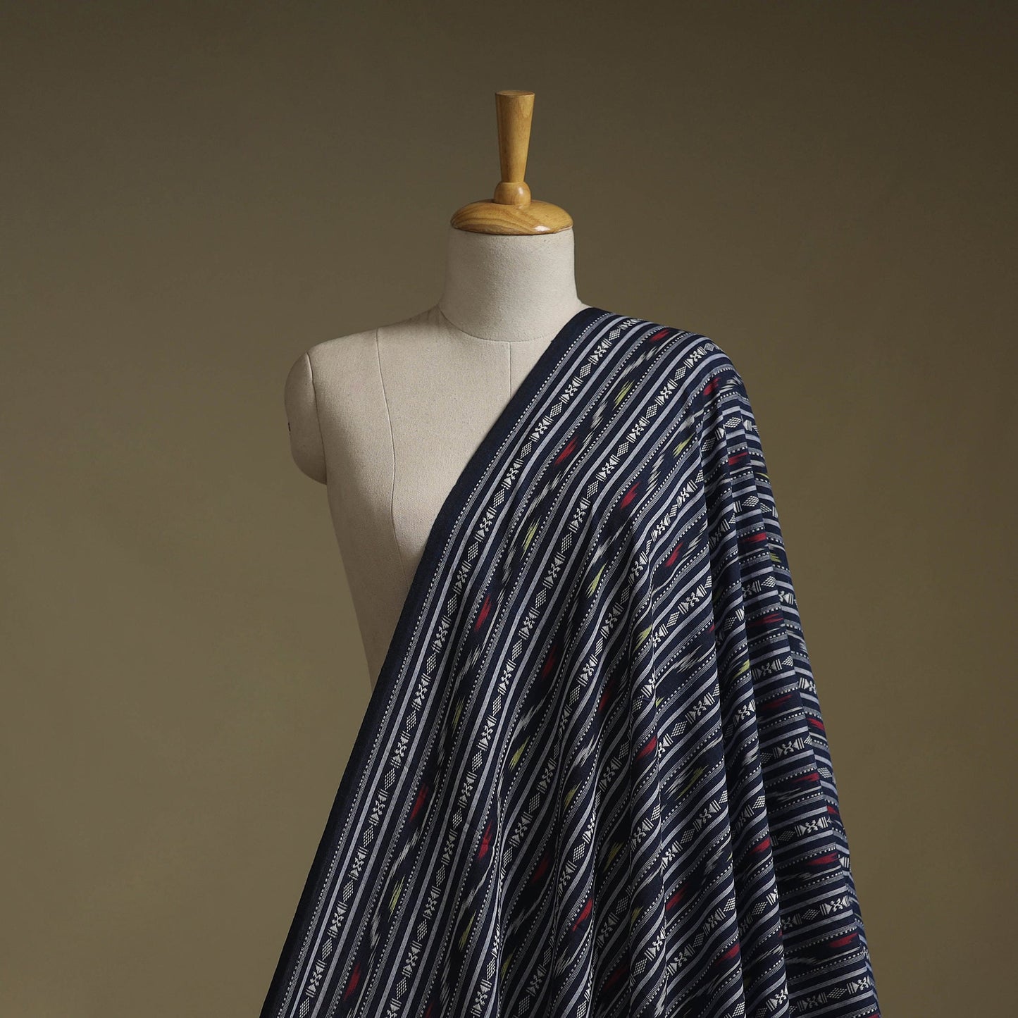 Cotton pochampally dabi ikat fabric 05 - handcrafted