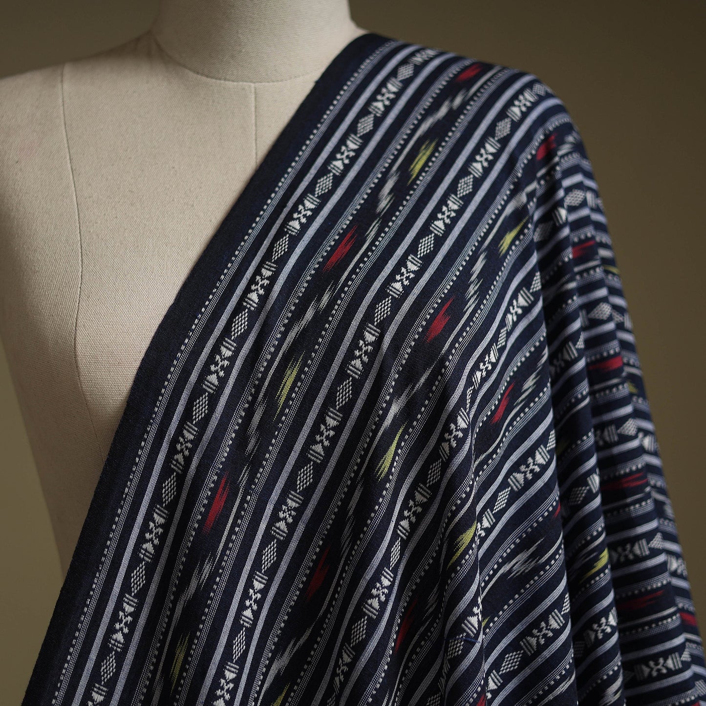 Cotton pochampally dabi ikat fabric 05 - handcrafted