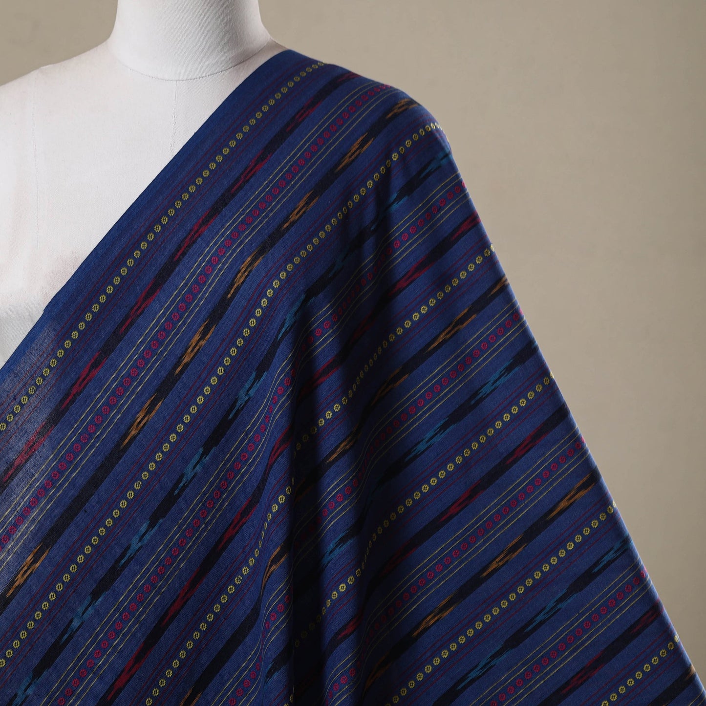 Cotton pochampally dabi ikat fabric 16 - handcrafted