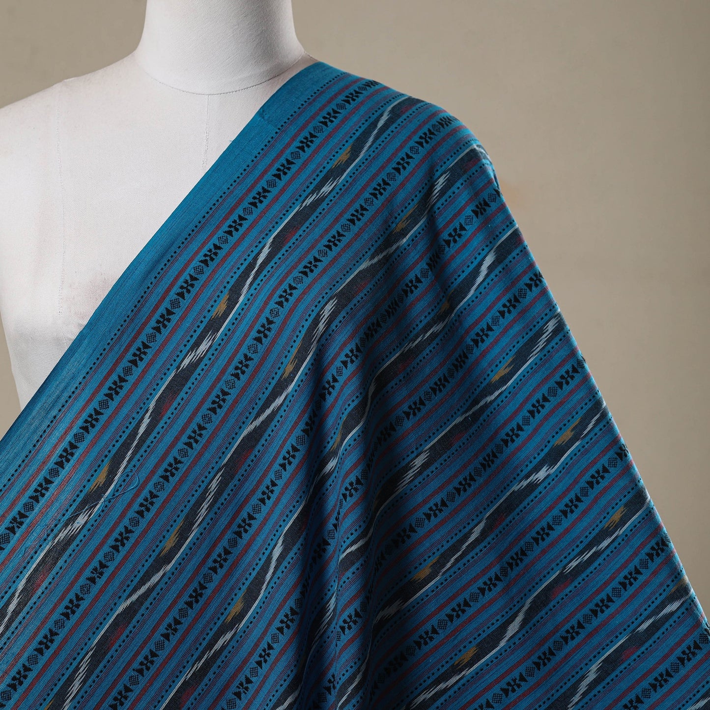 Cotton pochampally dabi ikat fabric 17 - handcrafted