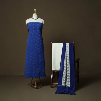Handloom cotton pochampally ikat 3pc unstitched dress