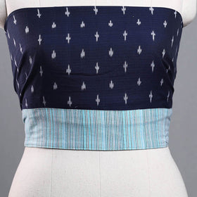 Blue - cotton pochampally ikat blouse piece 06 - handcrafted