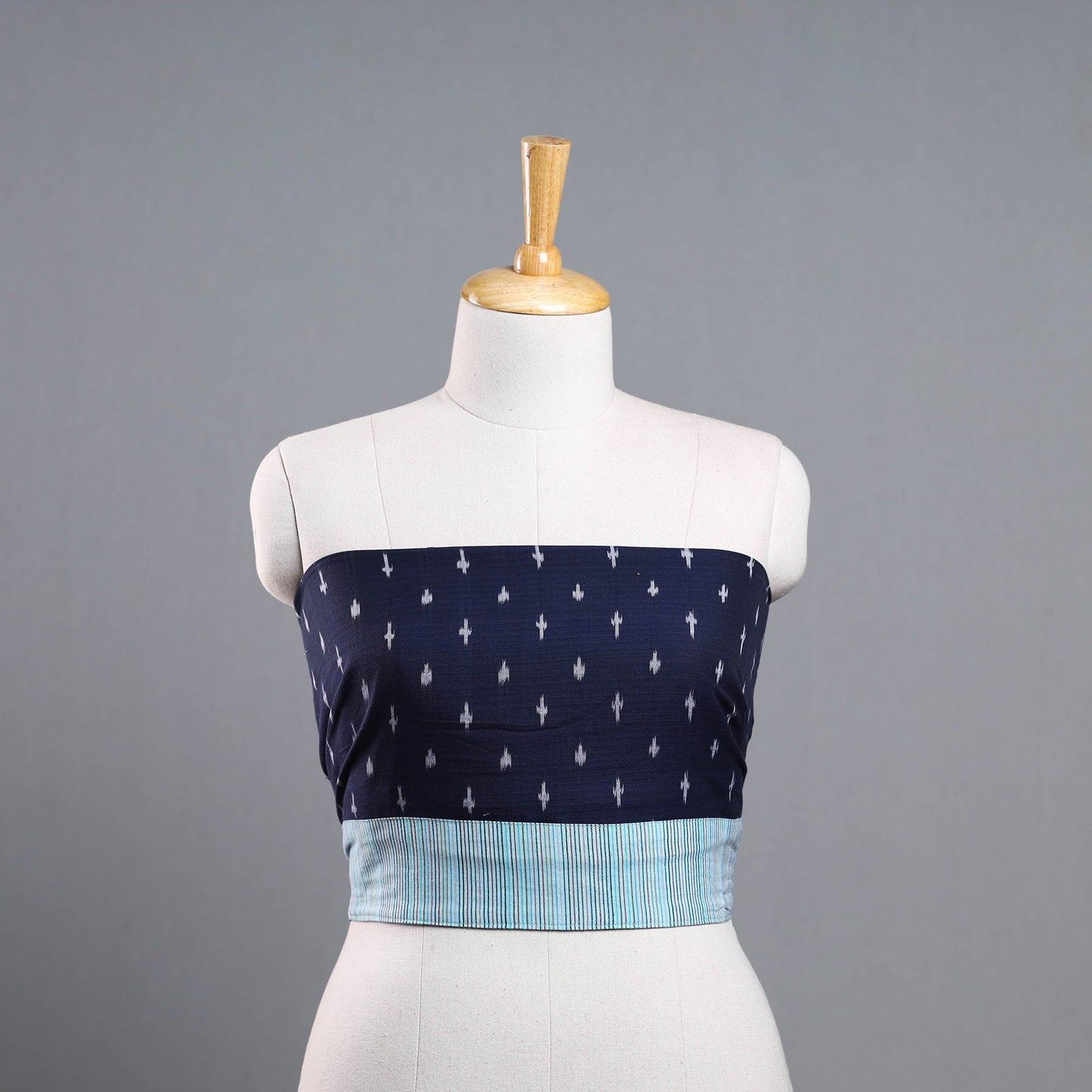 Blue - cotton pochampally ikat blouse piece 06 - handcrafted