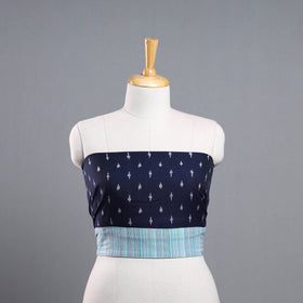 Blue - cotton pochampally ikat blouse piece 06 - handcrafted