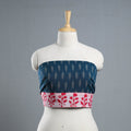 Blue - cotton pochampally ikat blouse piece 12 - handcrafted