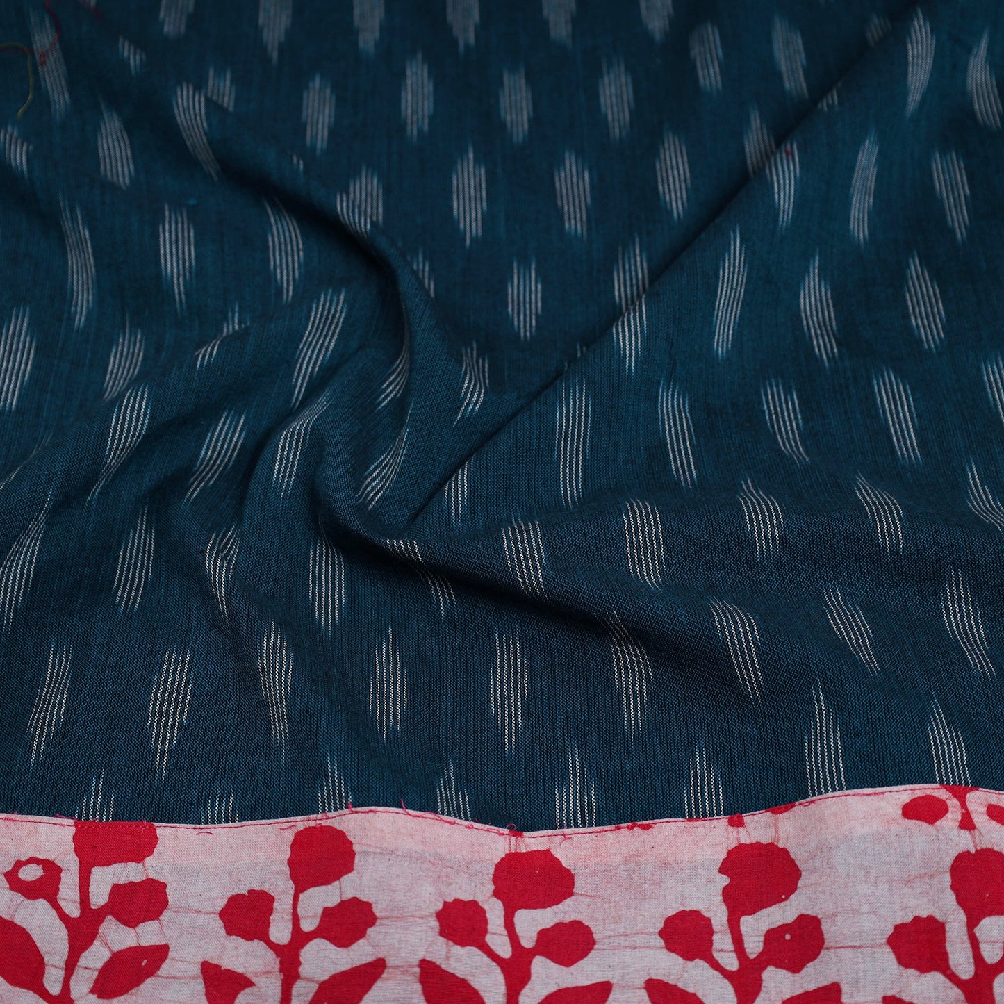 Blue - cotton pochampally ikat blouse piece 12 - handcrafted