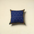 Blue Cotton Pochampally Ikat Cushion Cover
