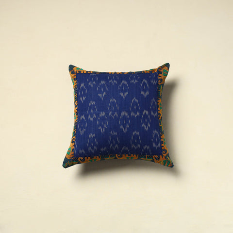 Blue Cotton Pochampally Ikat Cushion Cover