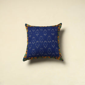 Blue Cotton Pochampally Ikat Cushion Cover