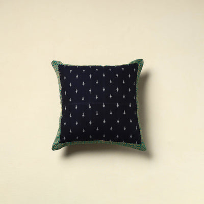 Blue Cotton Pochampally Ikat Cushion Cover