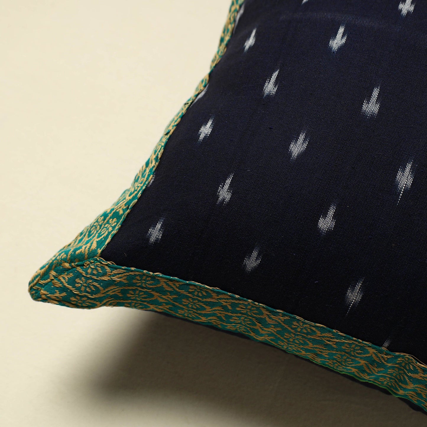 Blue Cotton Pochampally Ikat Cushion Cover