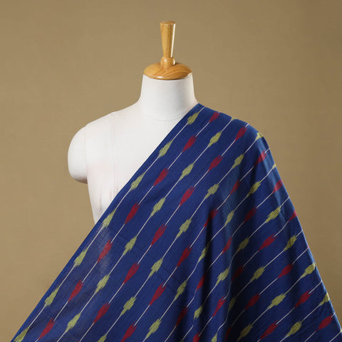  Cotton Blue Pochampally Ikat Fabric Online in India