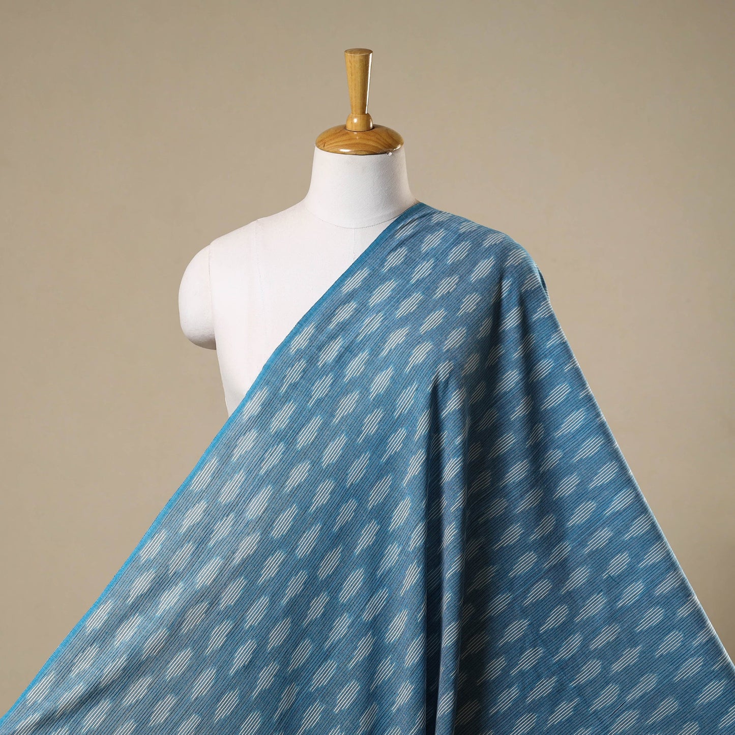 Blue - cotton pochampally ikat fabric 05 - handcrafted