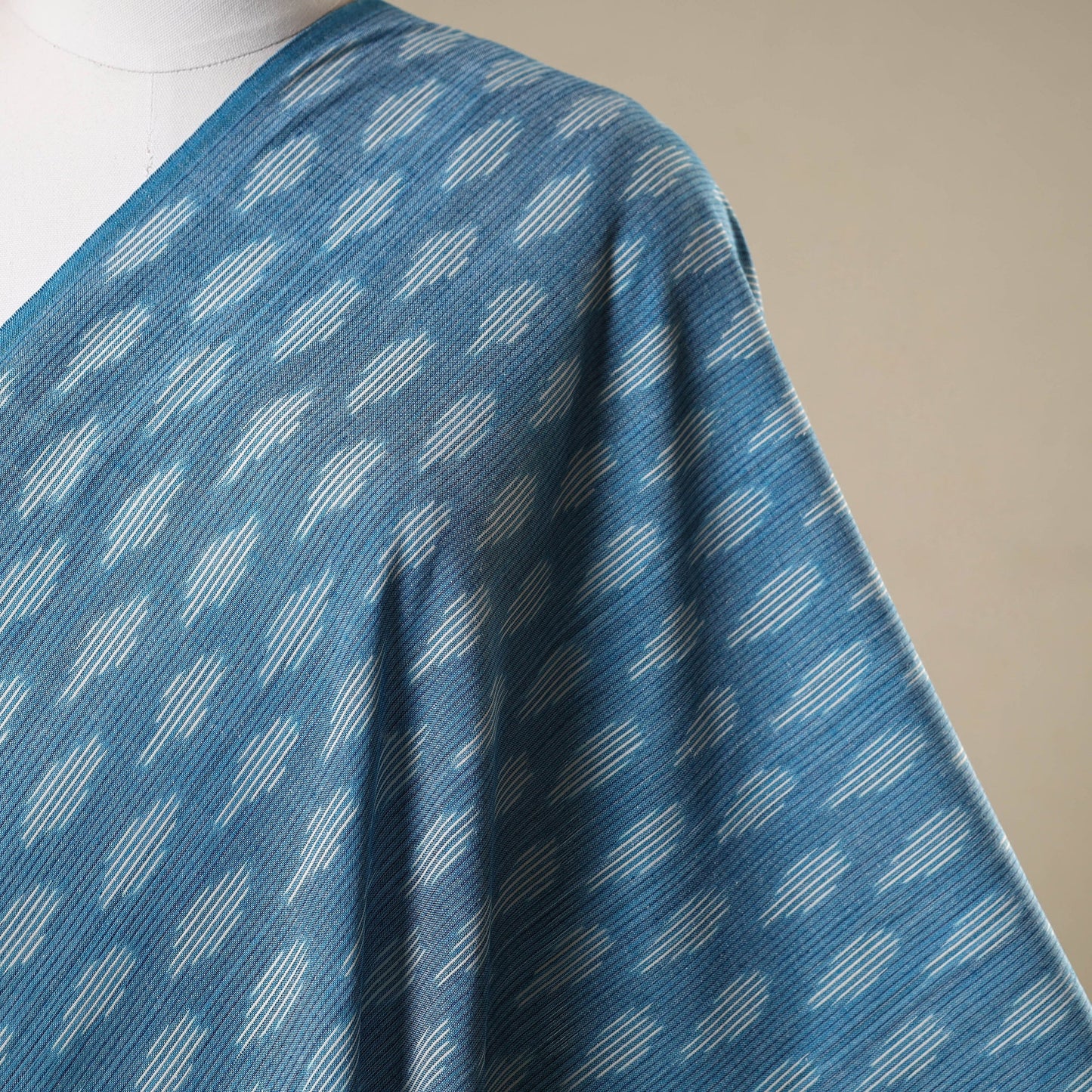 Blue - cotton pochampally ikat fabric 05 - handcrafted