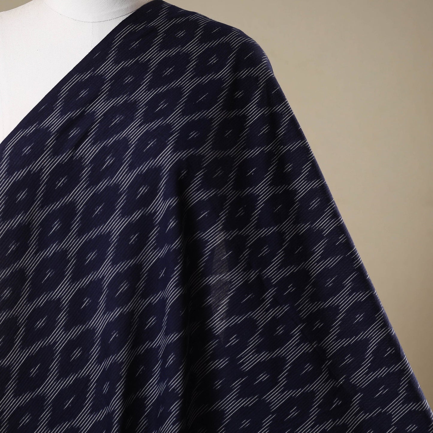 Blue - cotton pochampally ikat fabric 34 - handcrafted