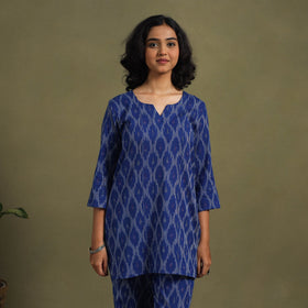 Blue - cotton pochampally ikat night suit set 10