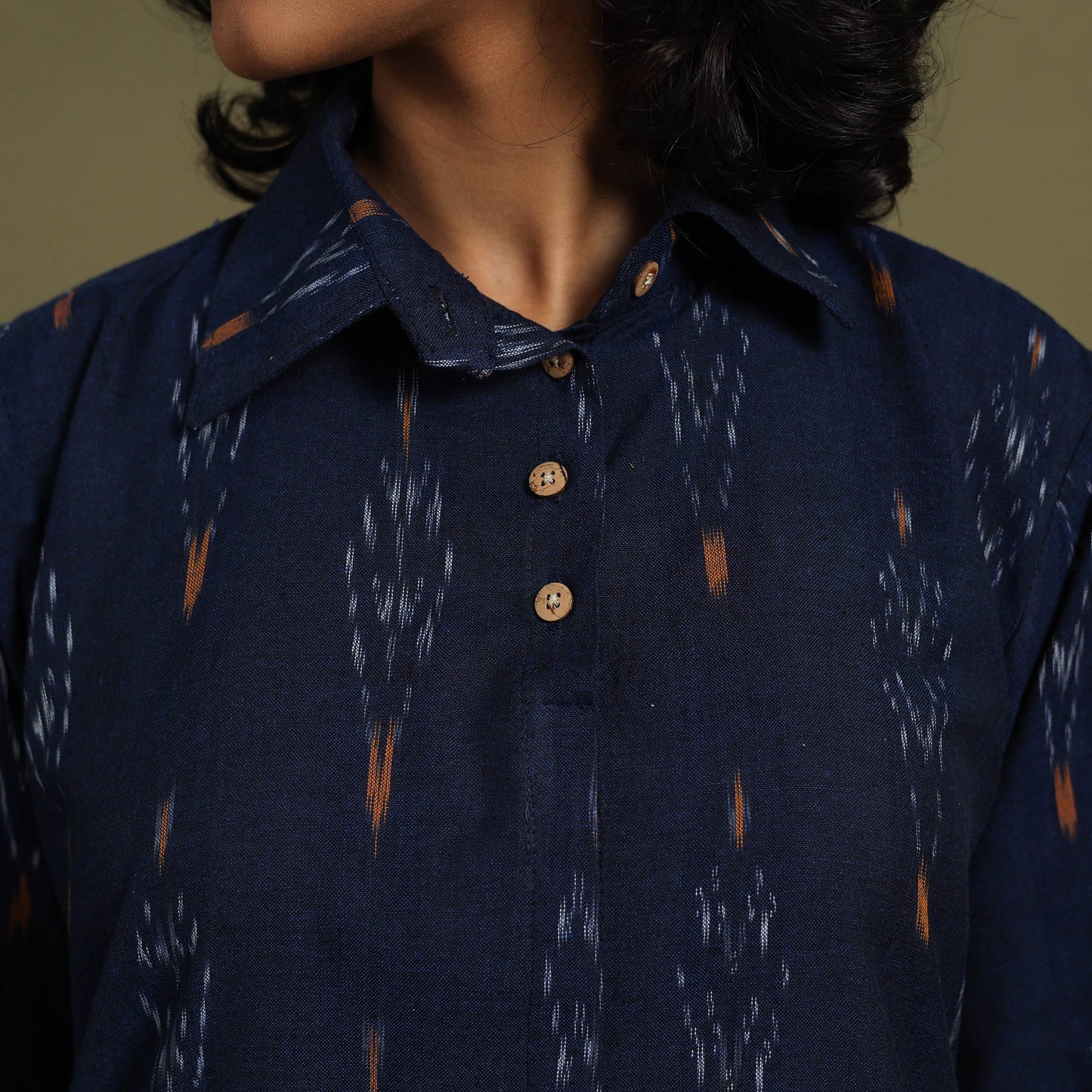 Blue Cotton Pochampally Ikat Night Suit Set
