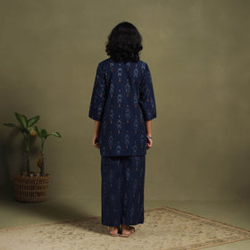 Blue Cotton Pochampally Ikat Night Suit Set